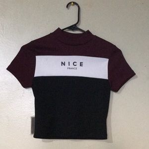 Multicolored crop top with phrase